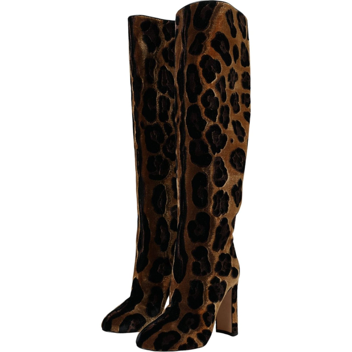 Brown Giraffe Velvet Leather Boots Shoes