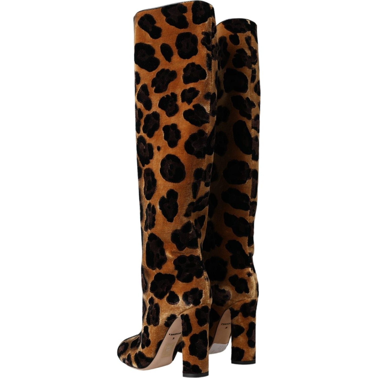 Brown Giraffe Velvet Leather Boots Shoes