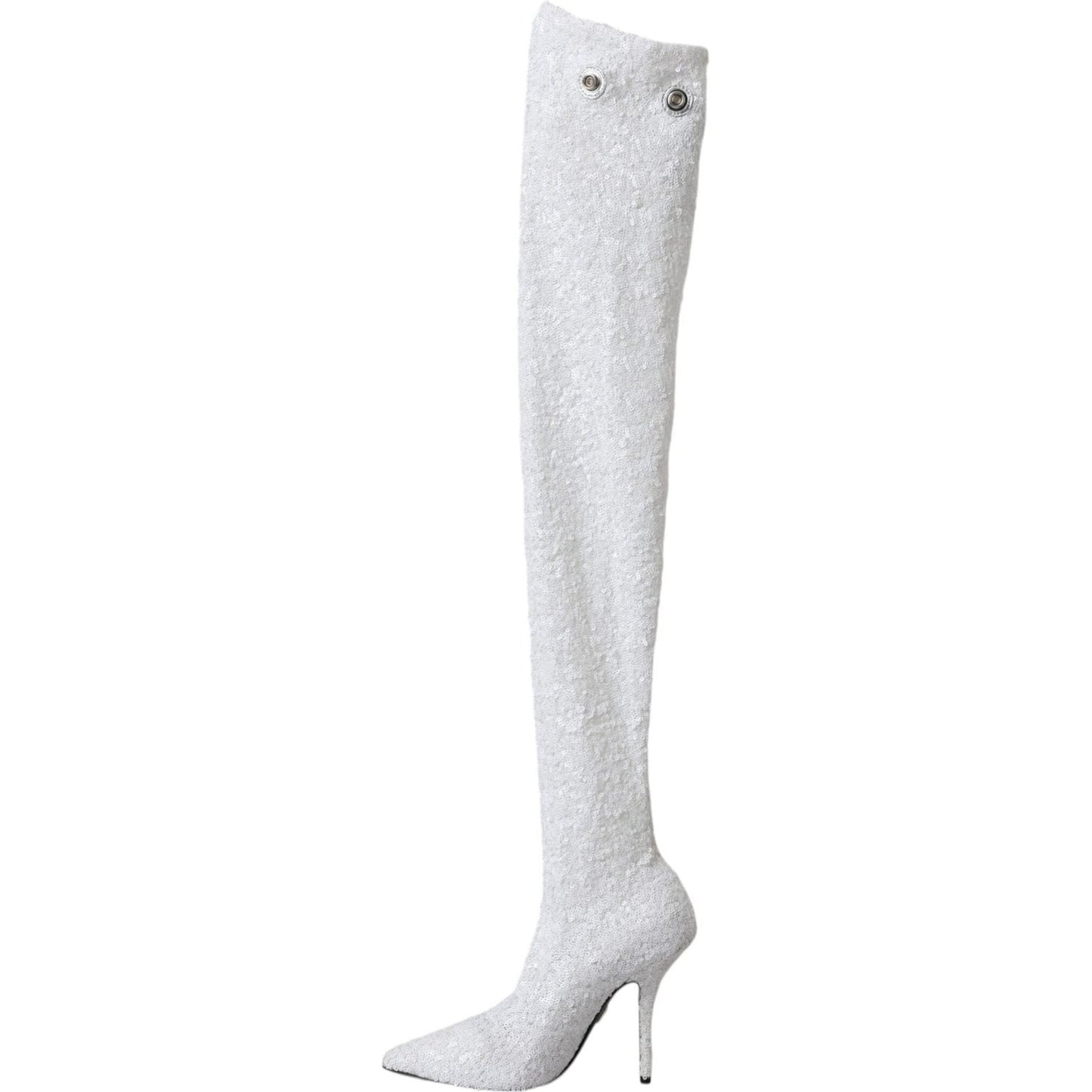 White Heels Stiletto Knee High Boots Shoes