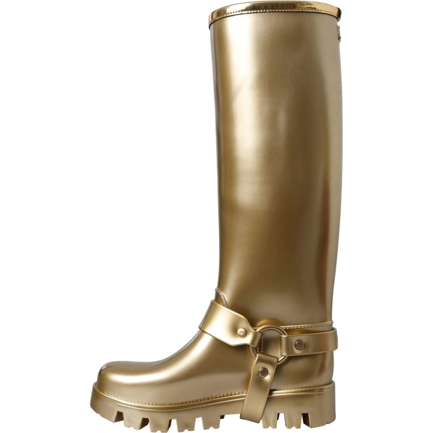 Metallic Gold Rubber PVC Rain Boots Shoes