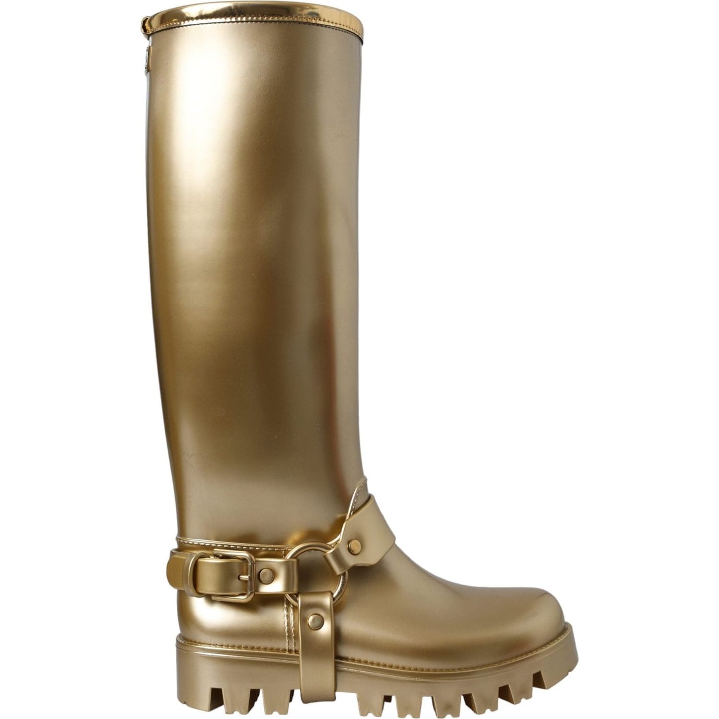 Metallic Gold Rubber PVC Rain Boots Shoes