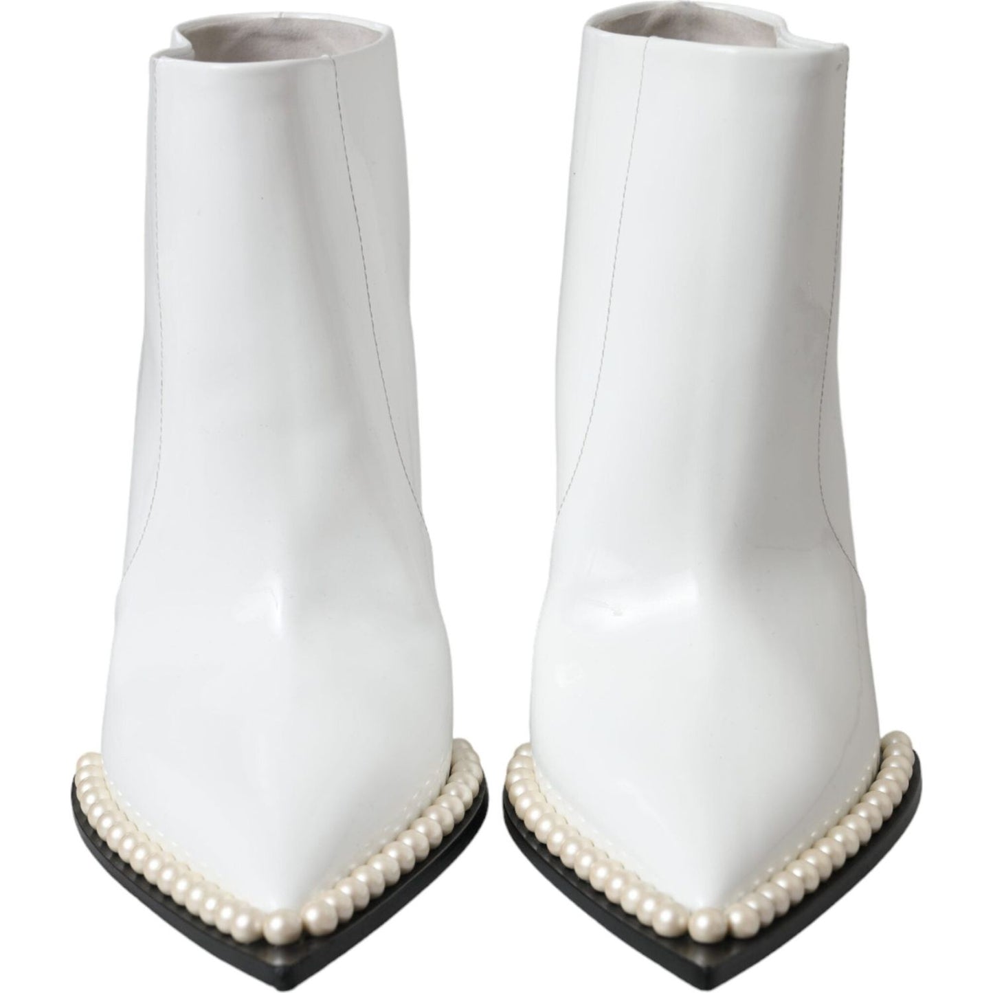 White Pearl Leather Pumps Heels Boots Shoes