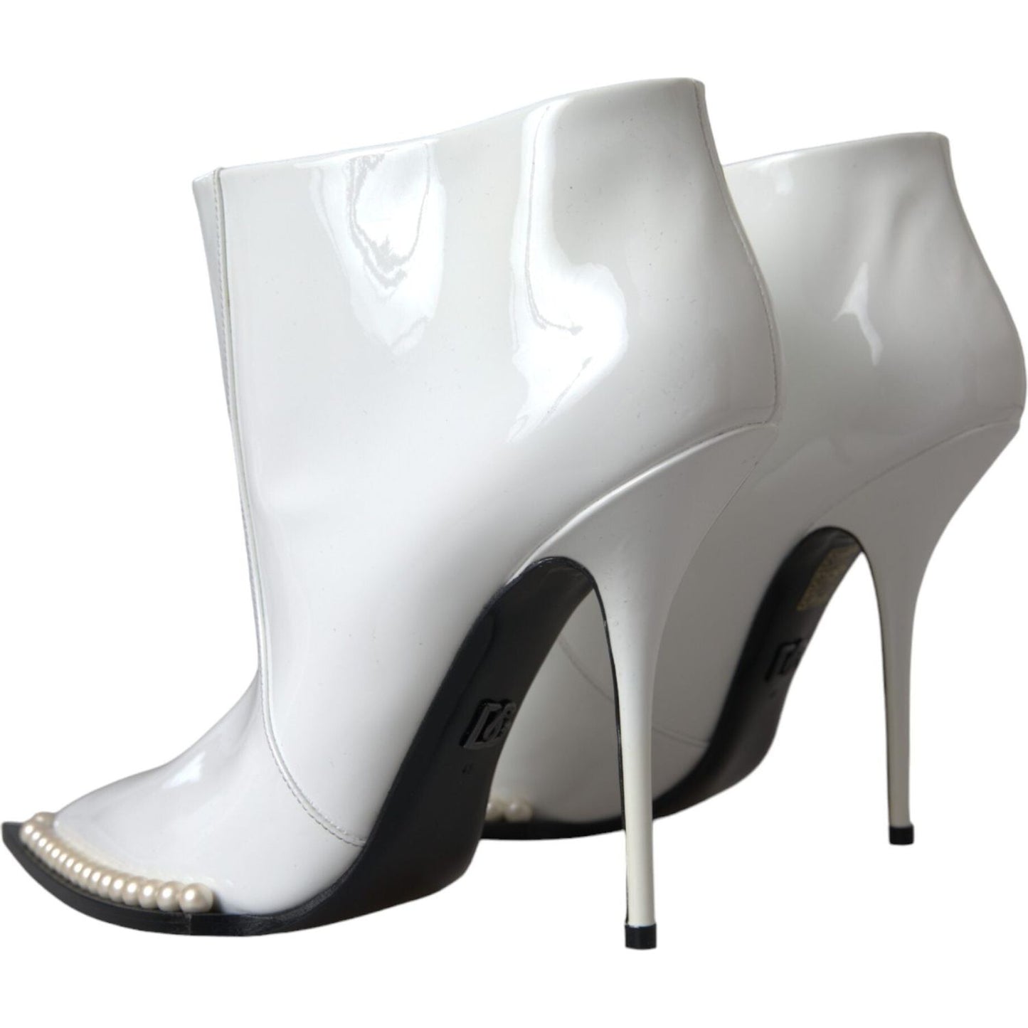 White Pearl Leather Pumps Heels Boots Shoes