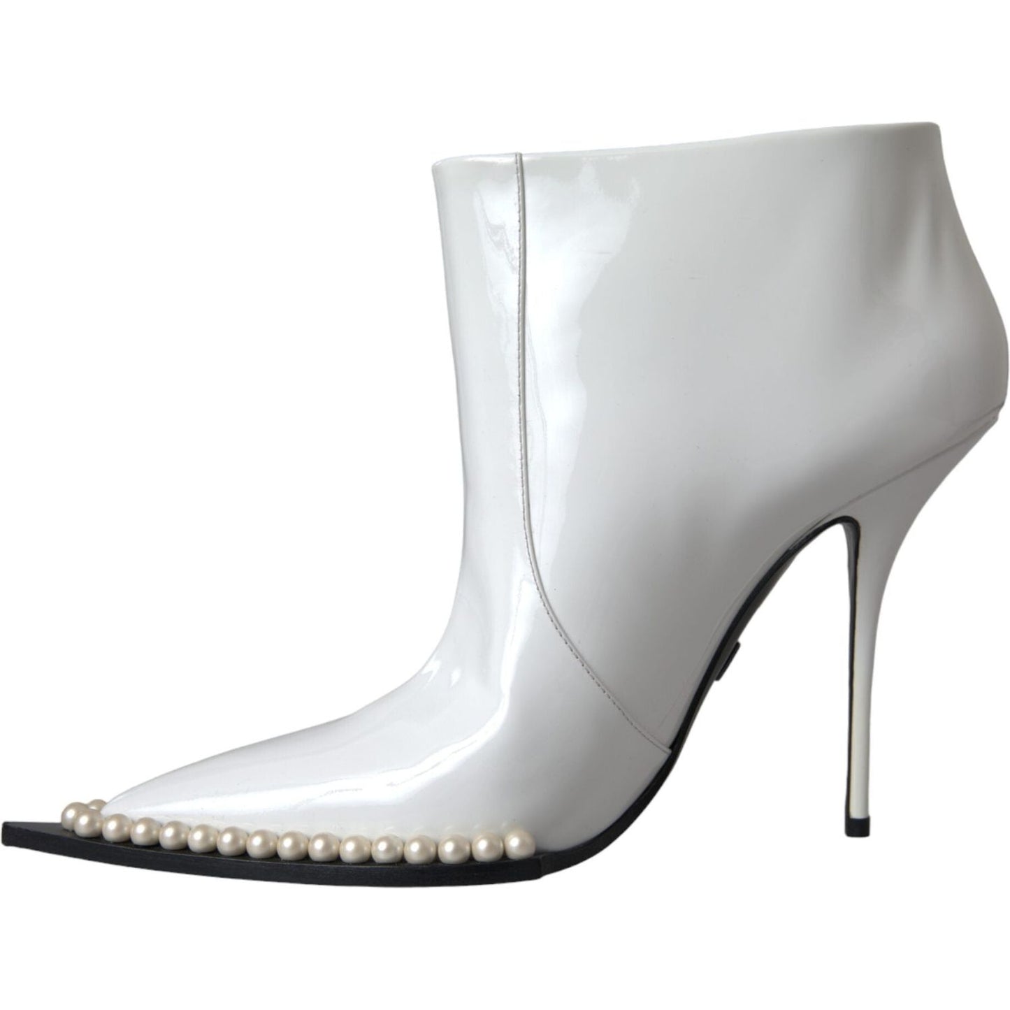 White Pearl Leather Pumps Heels Boots Shoes