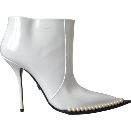 Dolce & Gabbana White Pearl Leather Pumps Heels Boots Shoes Dolce & Gabbana