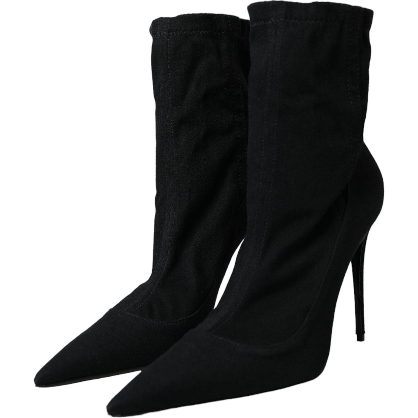 Black Stiletto Heels Denim Ankle Boots Shoes