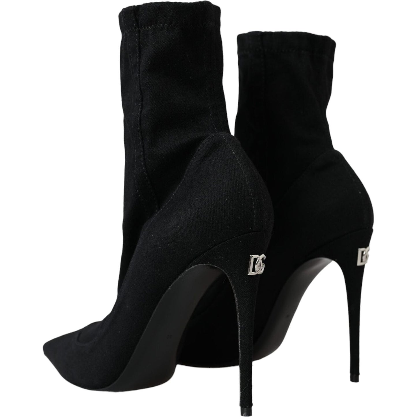 Black Stiletto Heels Denim Ankle Boots Shoes