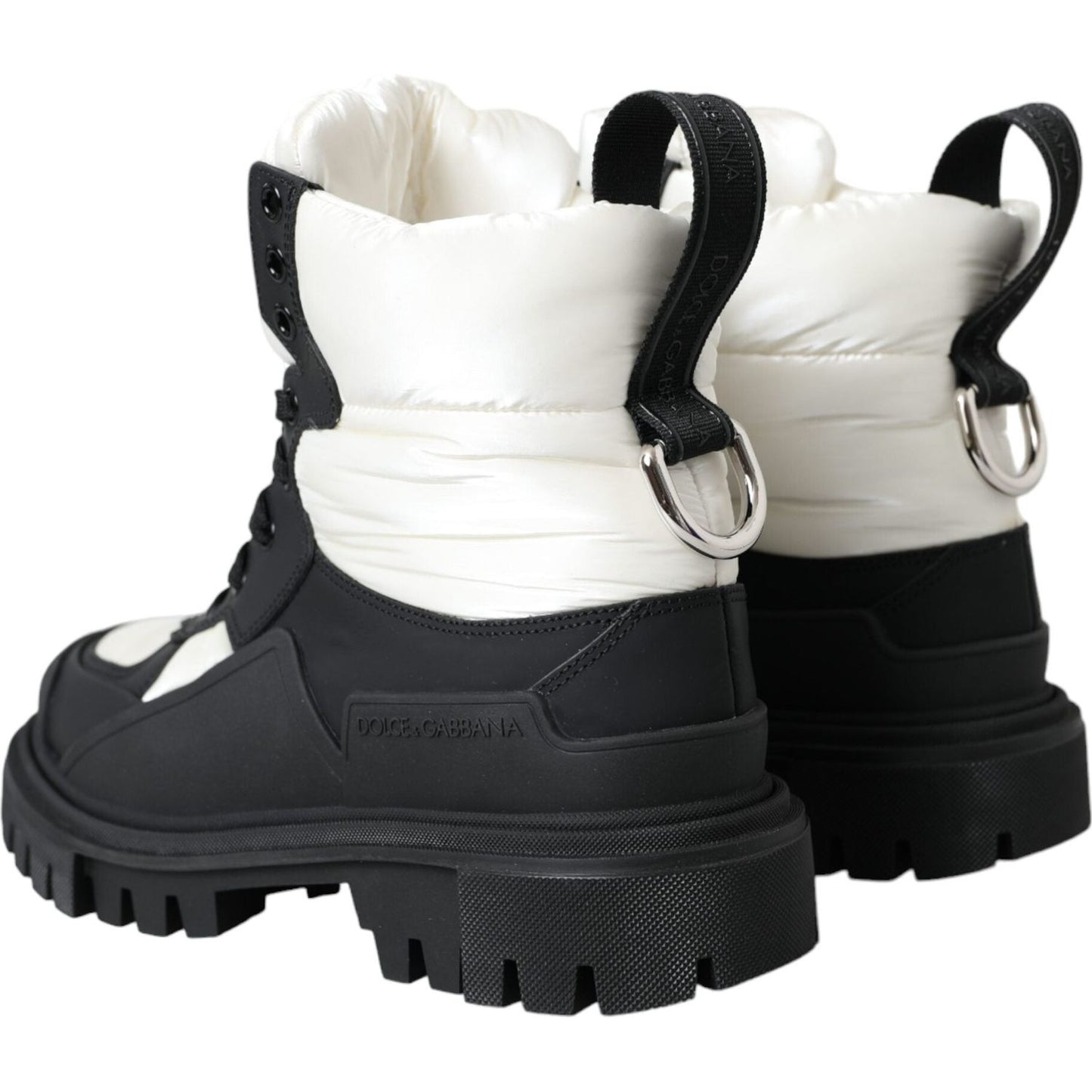 Black White Logo Padded Trekking Boots Shoes