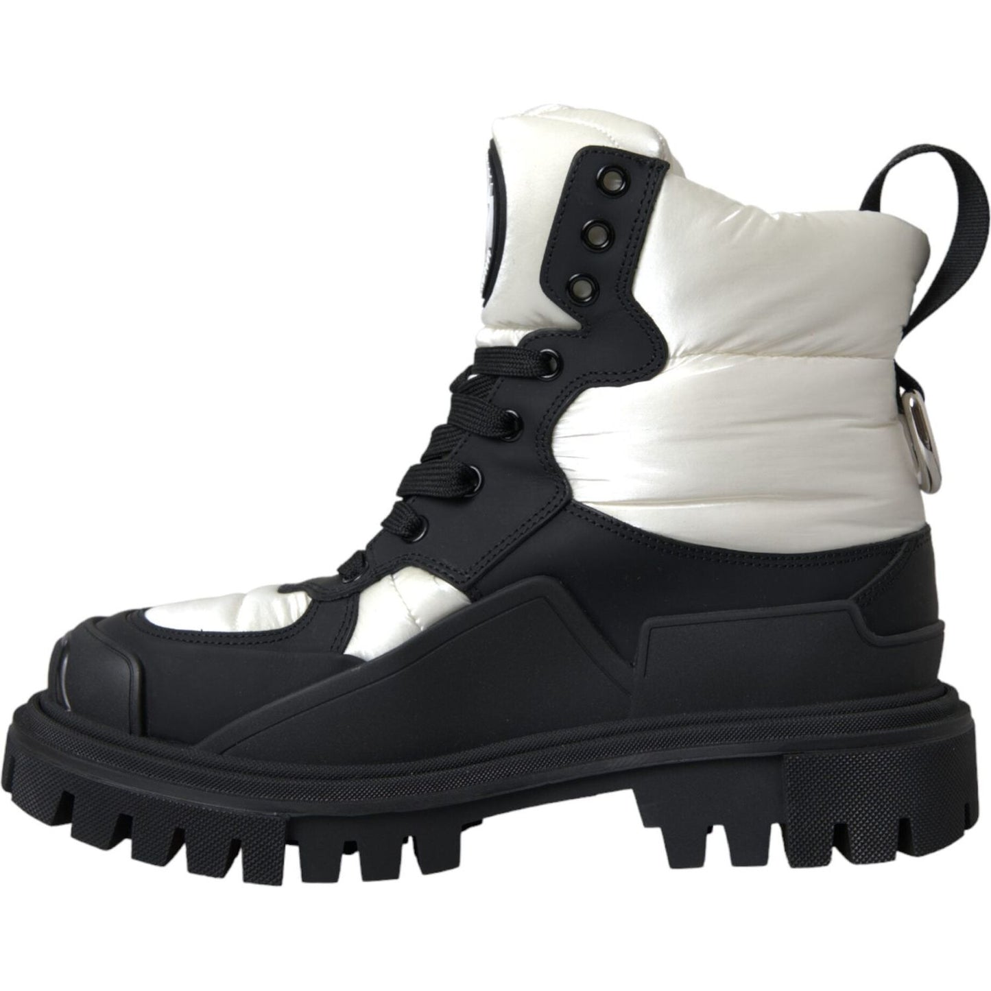 Black White Logo Padded Trekking Boots Shoes