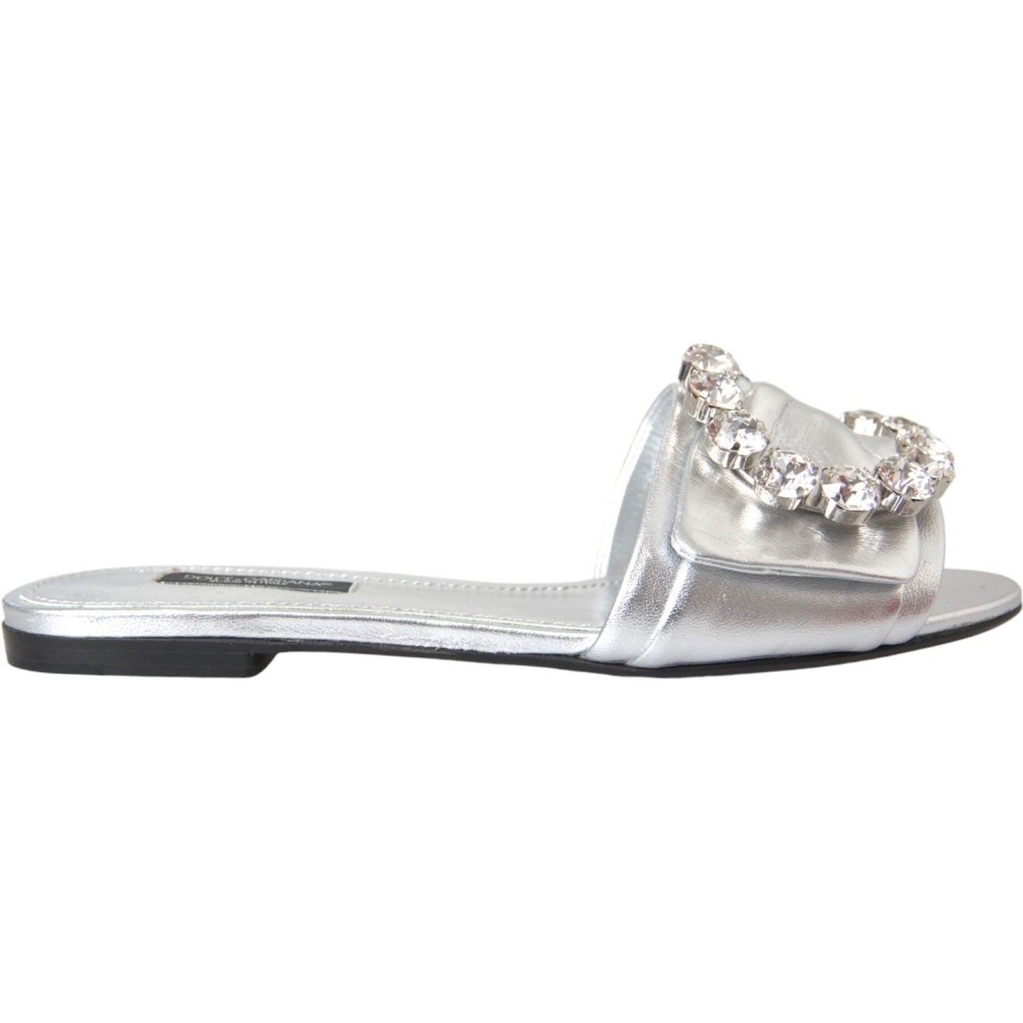 Silver Crystal Leather Flats Sandals Shoes