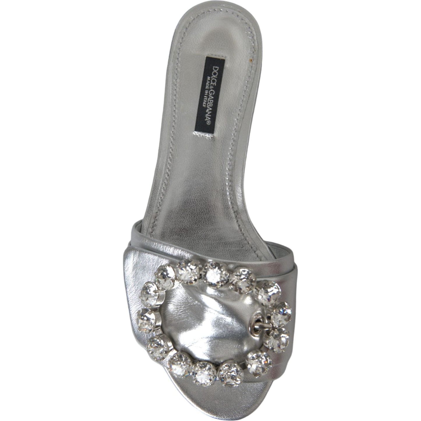 Silver Crystal Leather Flats Sandals Shoes