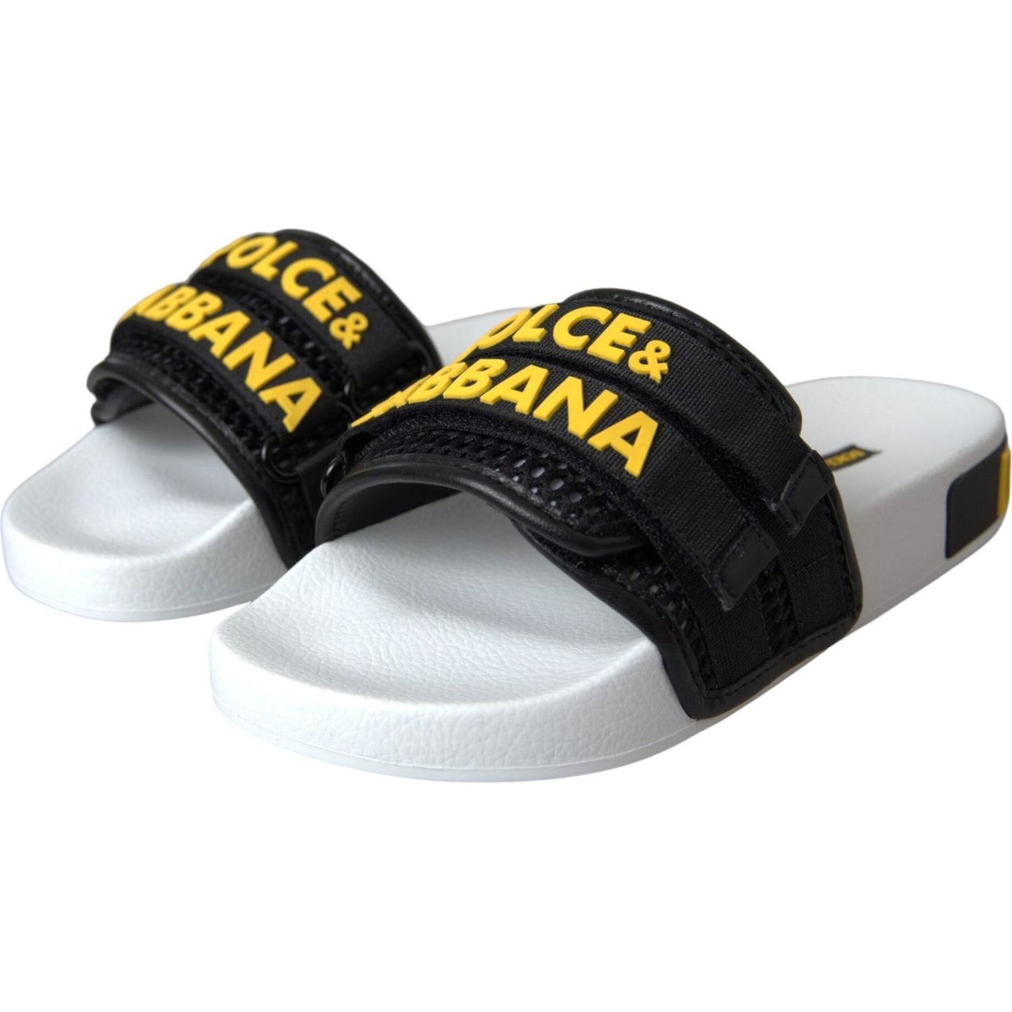 White Black Logo Beachwear Flats Sandals Shoes