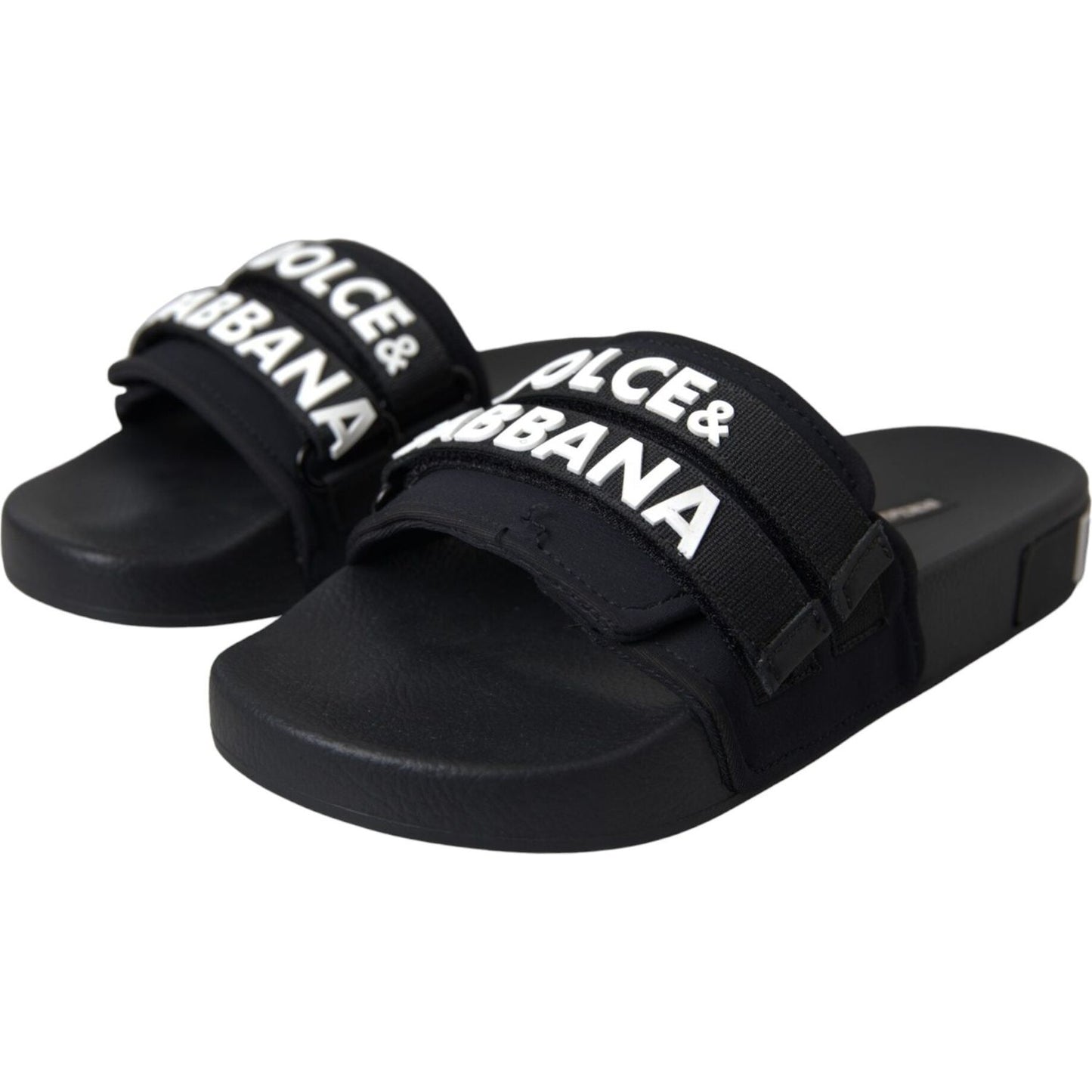 Black Logo Beachwear Flats Sandals Shoes