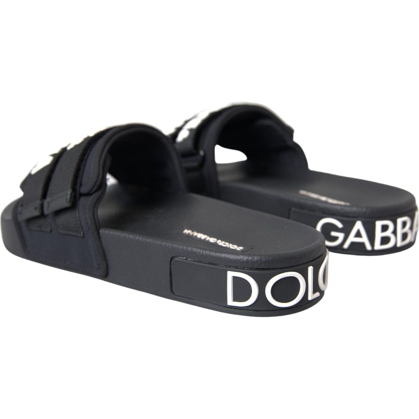 Black Logo Beachwear Flats Sandals Shoes