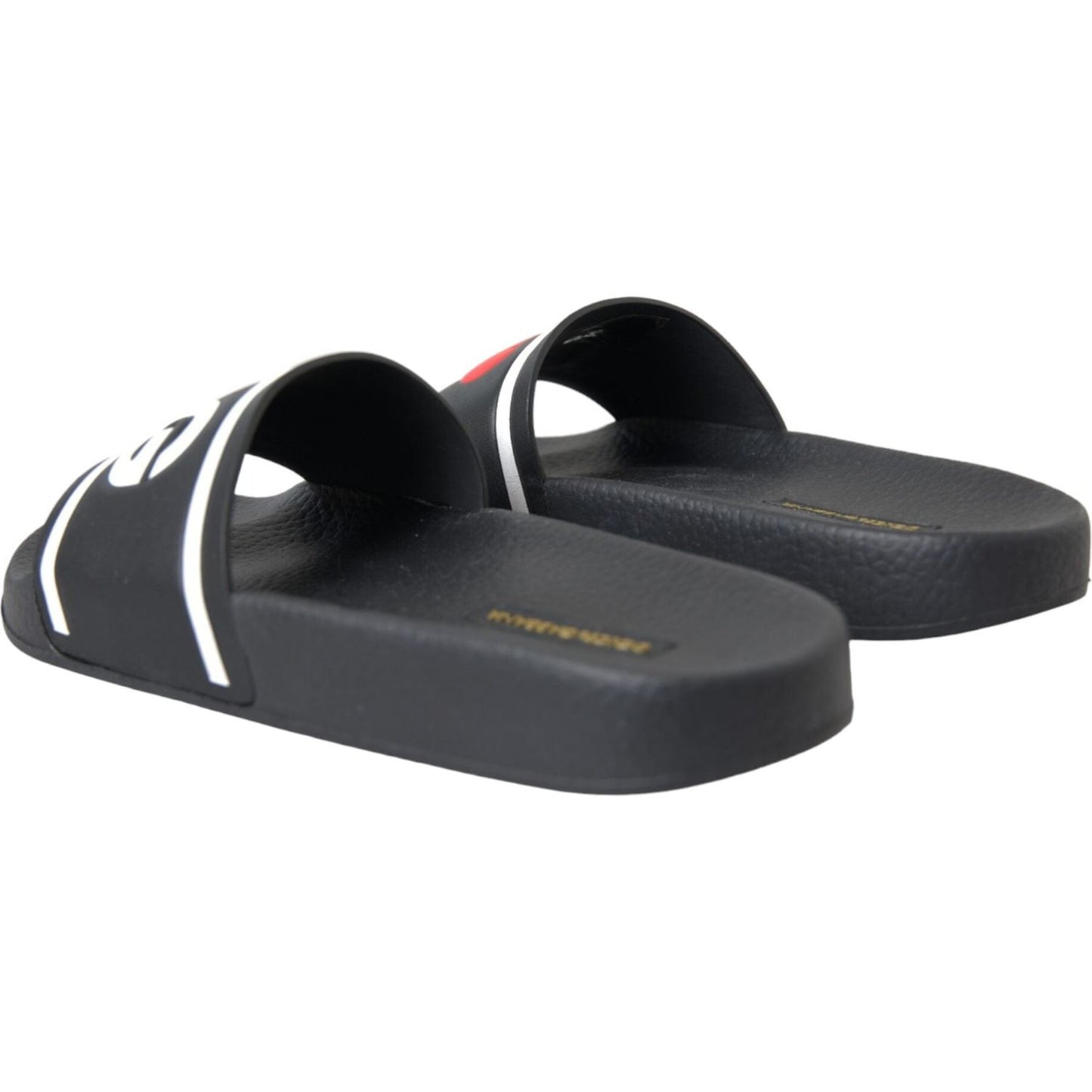 Black Leather I Love D&G Sandals Slides Shoes