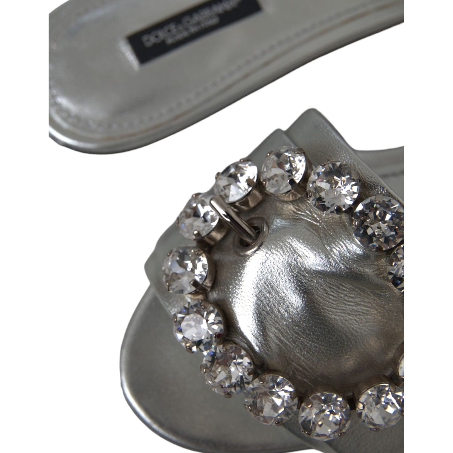 Silver Crystal Leather Flats Sandals Shoes