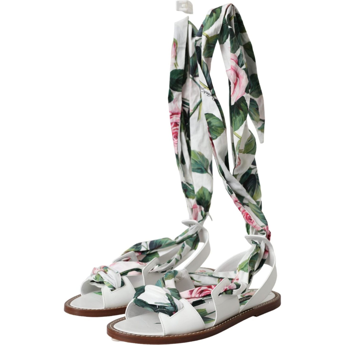 Multicolor Floral Print Ankle Wrap Sandals Shoes