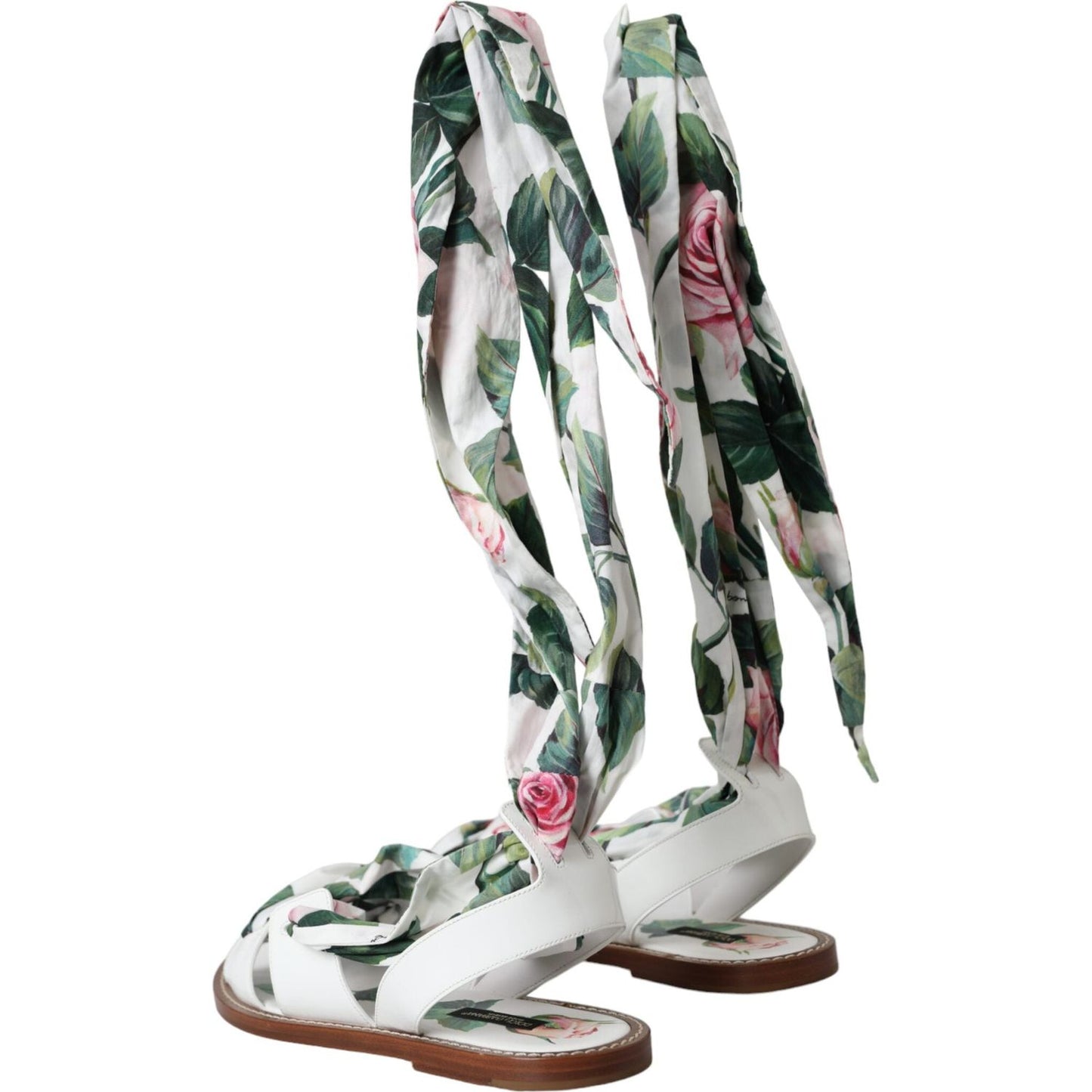 Multicolor Floral Print Ankle Wrap Sandals Shoes