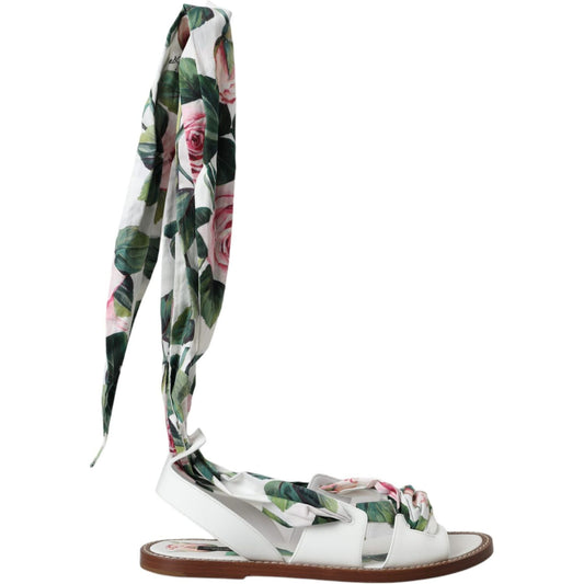 Multicolor Floral Print Ankle Wrap Sandals Shoes