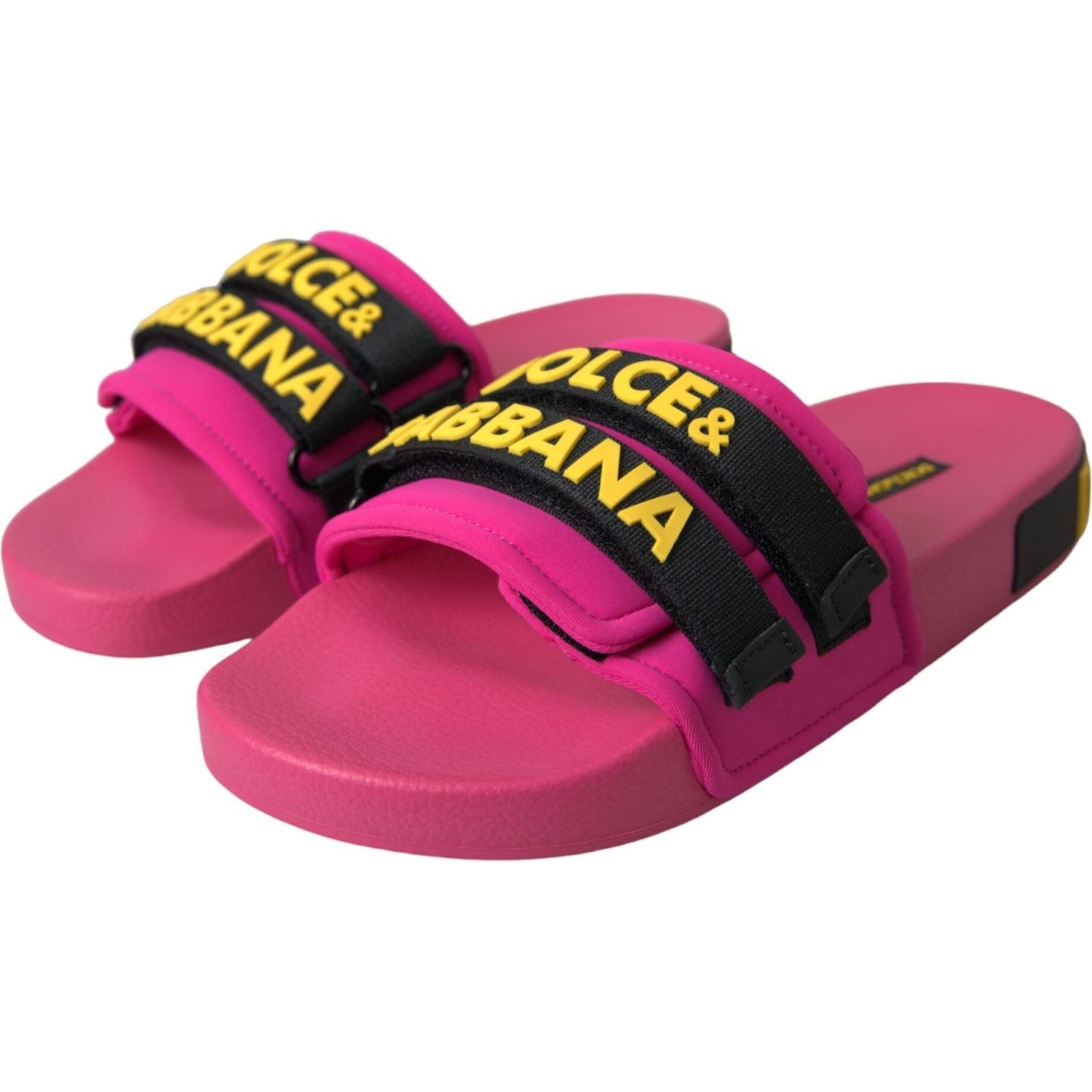 Pink Black Logo Beachwear Flats Sandals Shoes