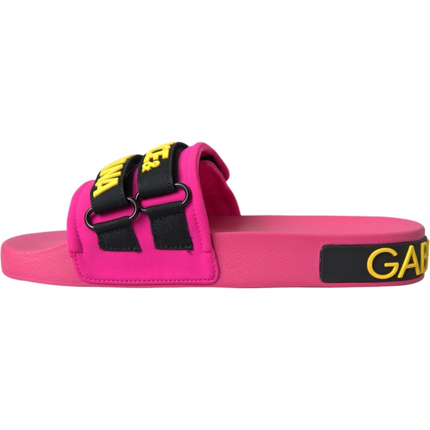 Pink Black Logo Beachwear Flats Sandals Shoes