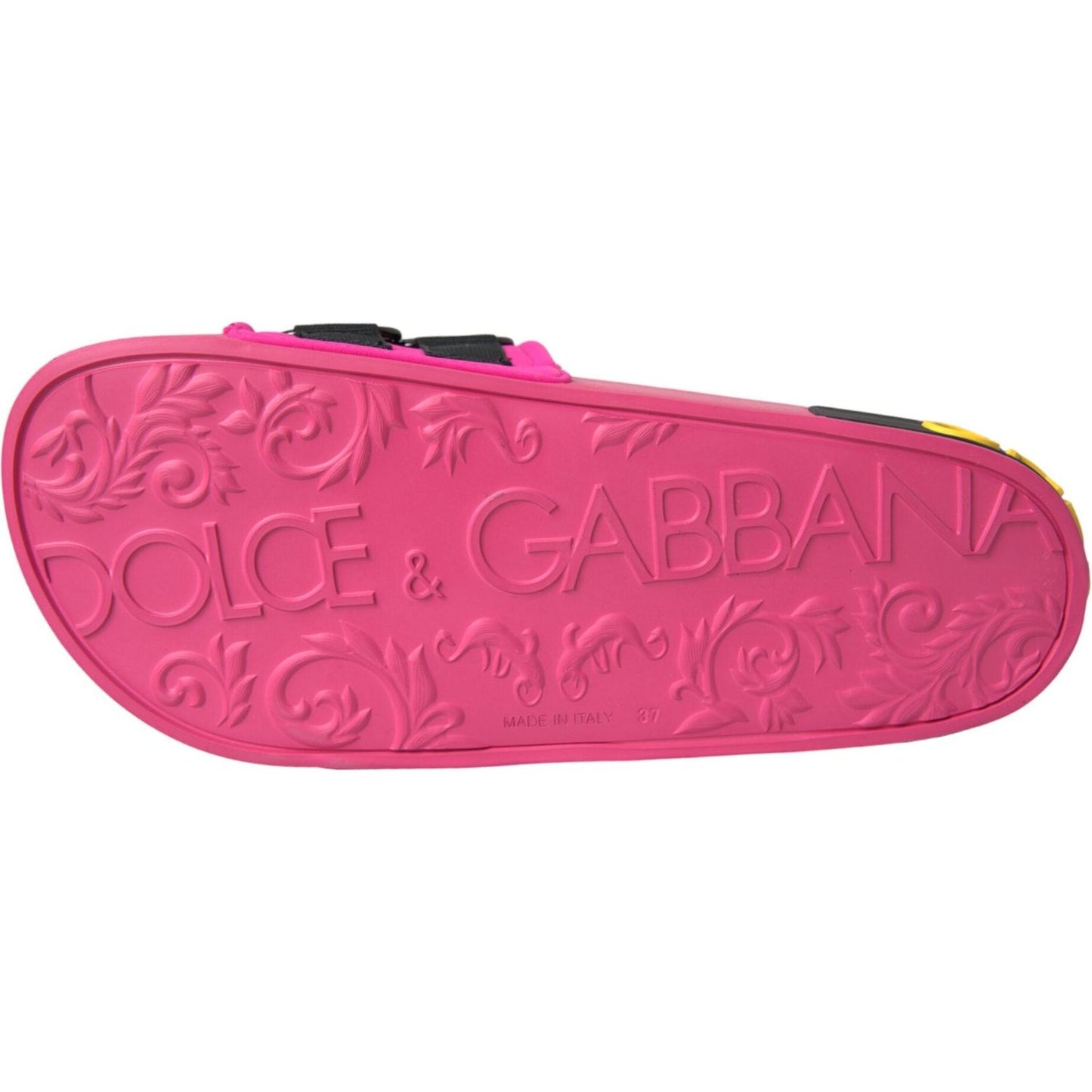 Pink Black Logo Beachwear Flats Sandals Shoes