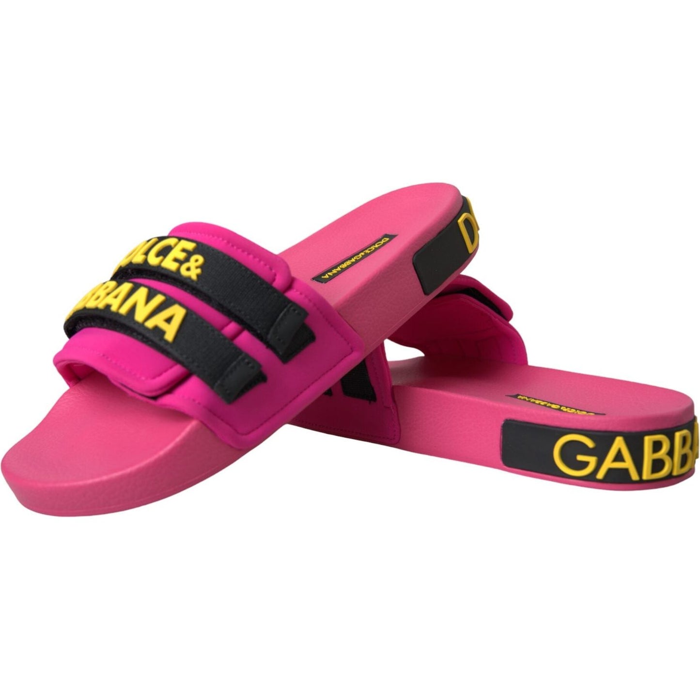 Pink Black Logo Beachwear Flats Sandals Shoes