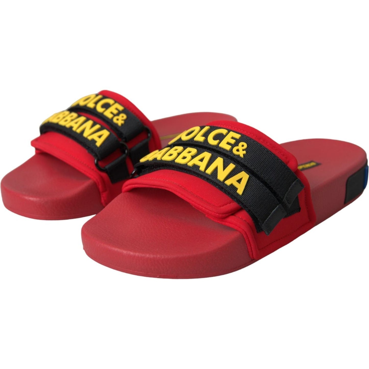 Red Black Logo Beachwear Flats Sandals Shoes