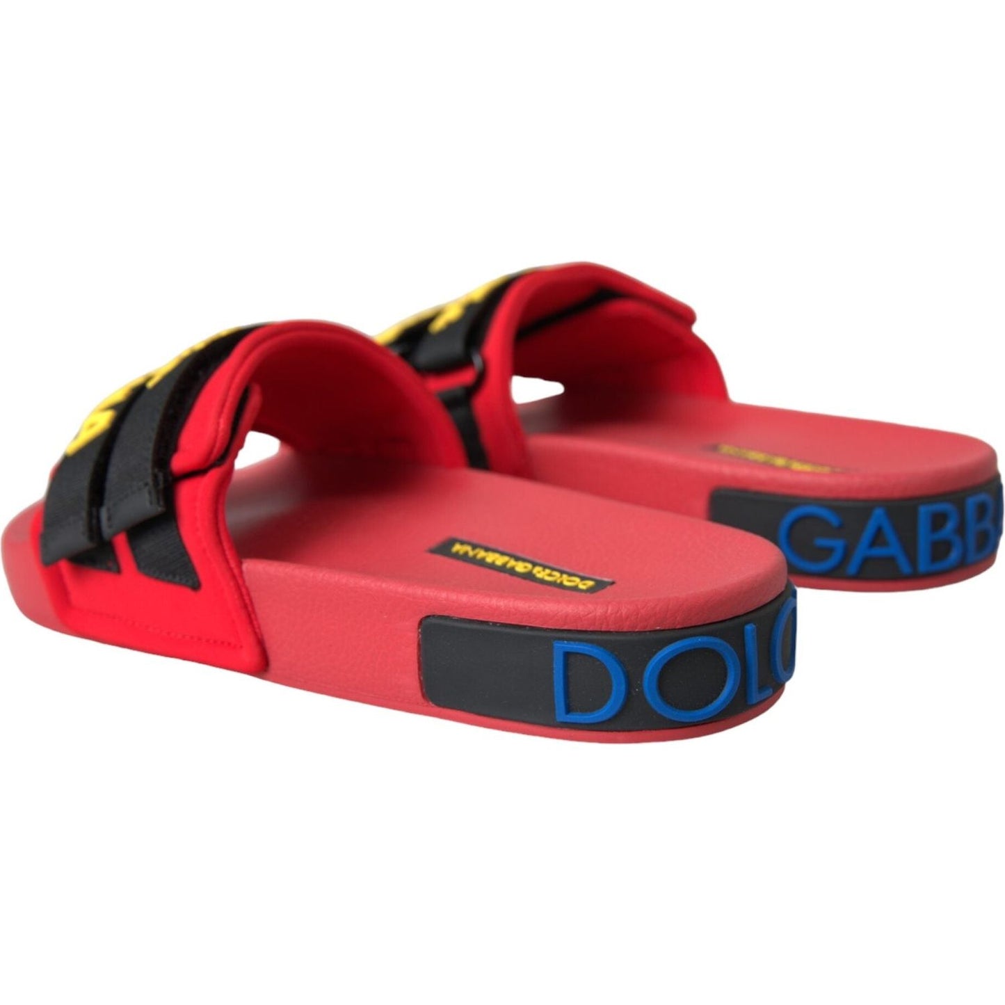 Red Black Logo Beachwear Flats Sandals Shoes