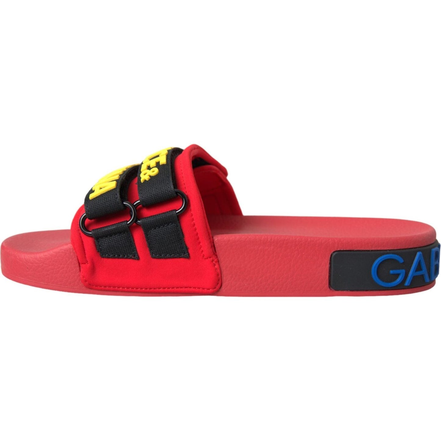 Red Black Logo Beachwear Flats Sandals Shoes