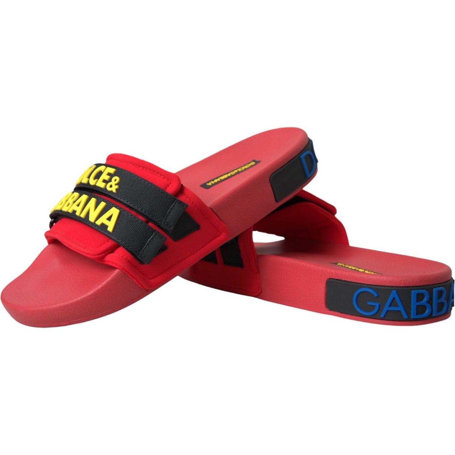 Red Black Logo Beachwear Flats Sandals Shoes