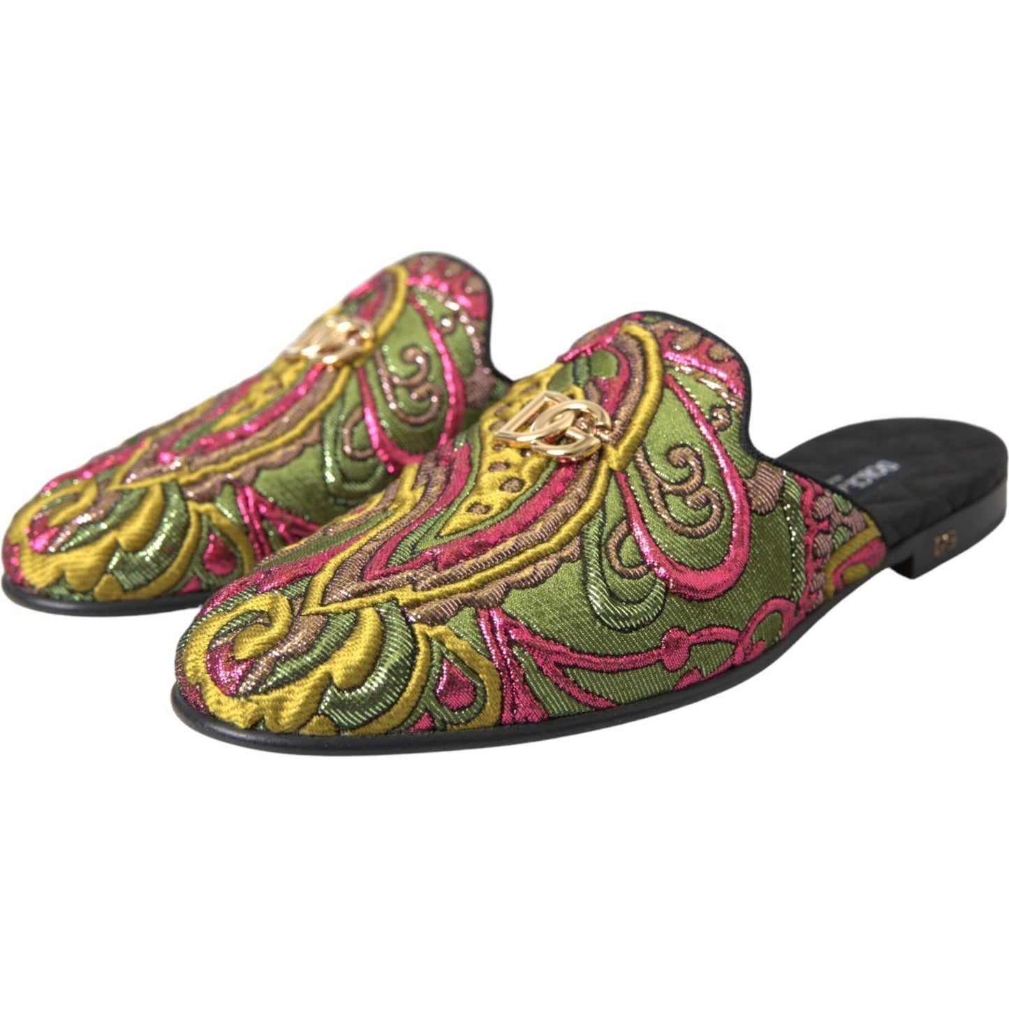 Multicolor Brocade DG Logo Mule Flat Sandals Shoes