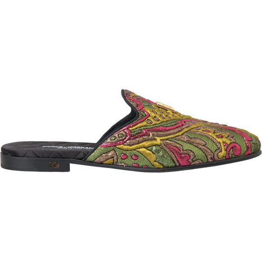 Multicolor Brocade DG Logo Mule Flat Sandals Shoes