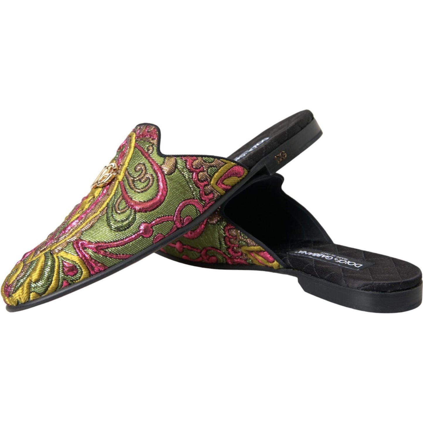 Multicolor Brocade DG Logo Mule Flat Sandals Shoes