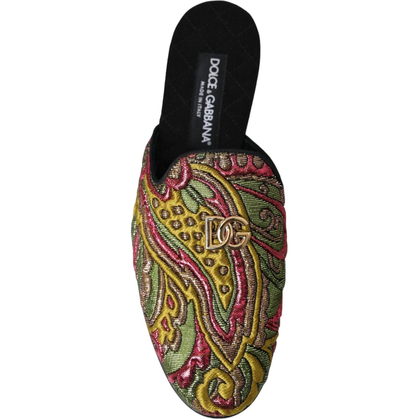 Multicolor Brocade DG Logo Mule Flat Sandals Shoes