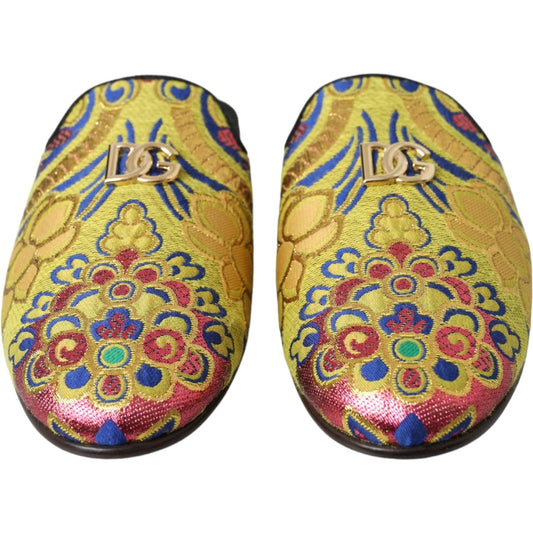 Multicolor Jacquard DG Logo Mule Flat Sandals Shoes