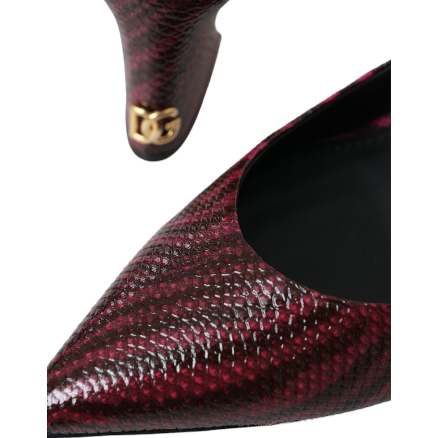 Maroon Zebra Leather Heels Slingbacks Shoes