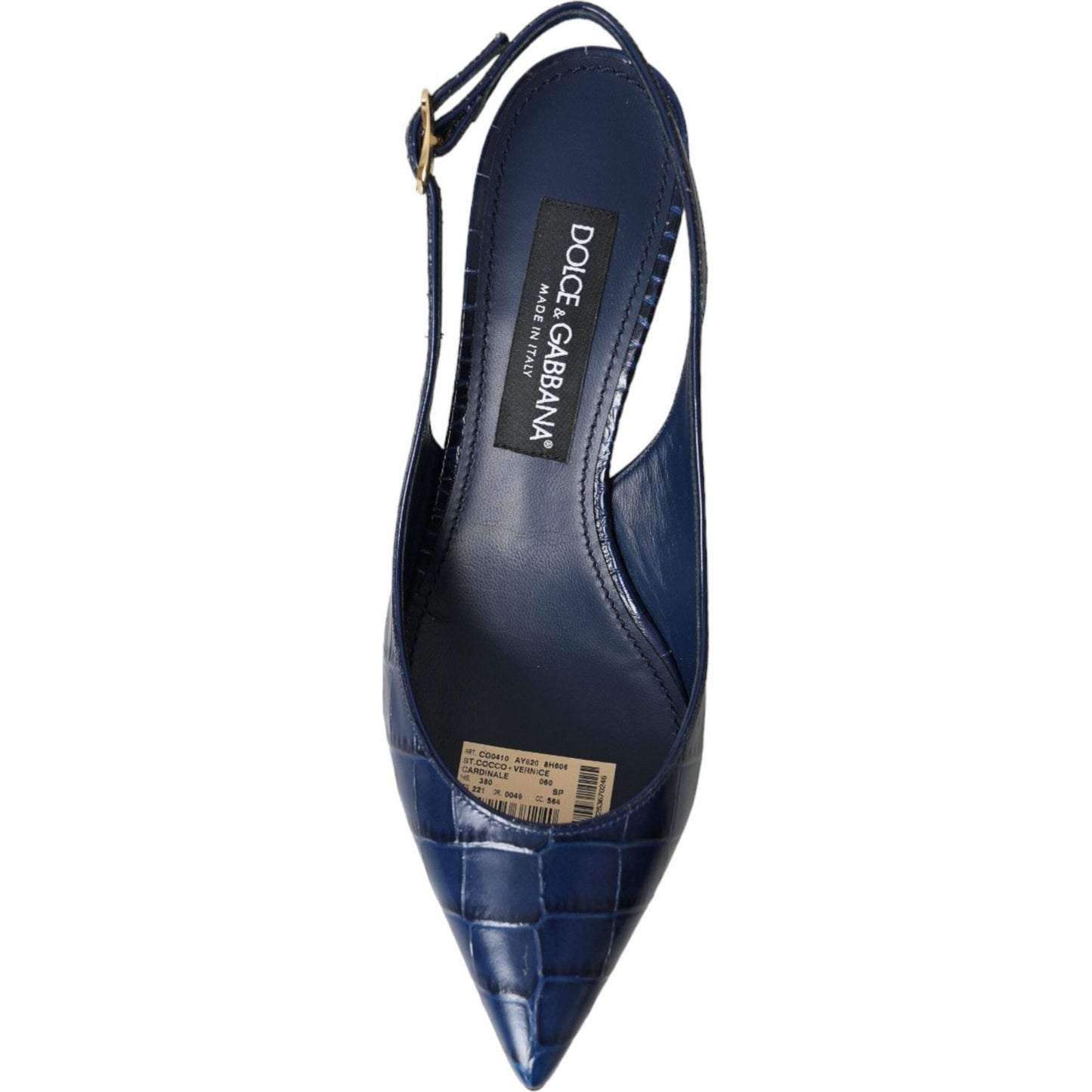 Dark Blue Croc Leather Slingbacks Shoes