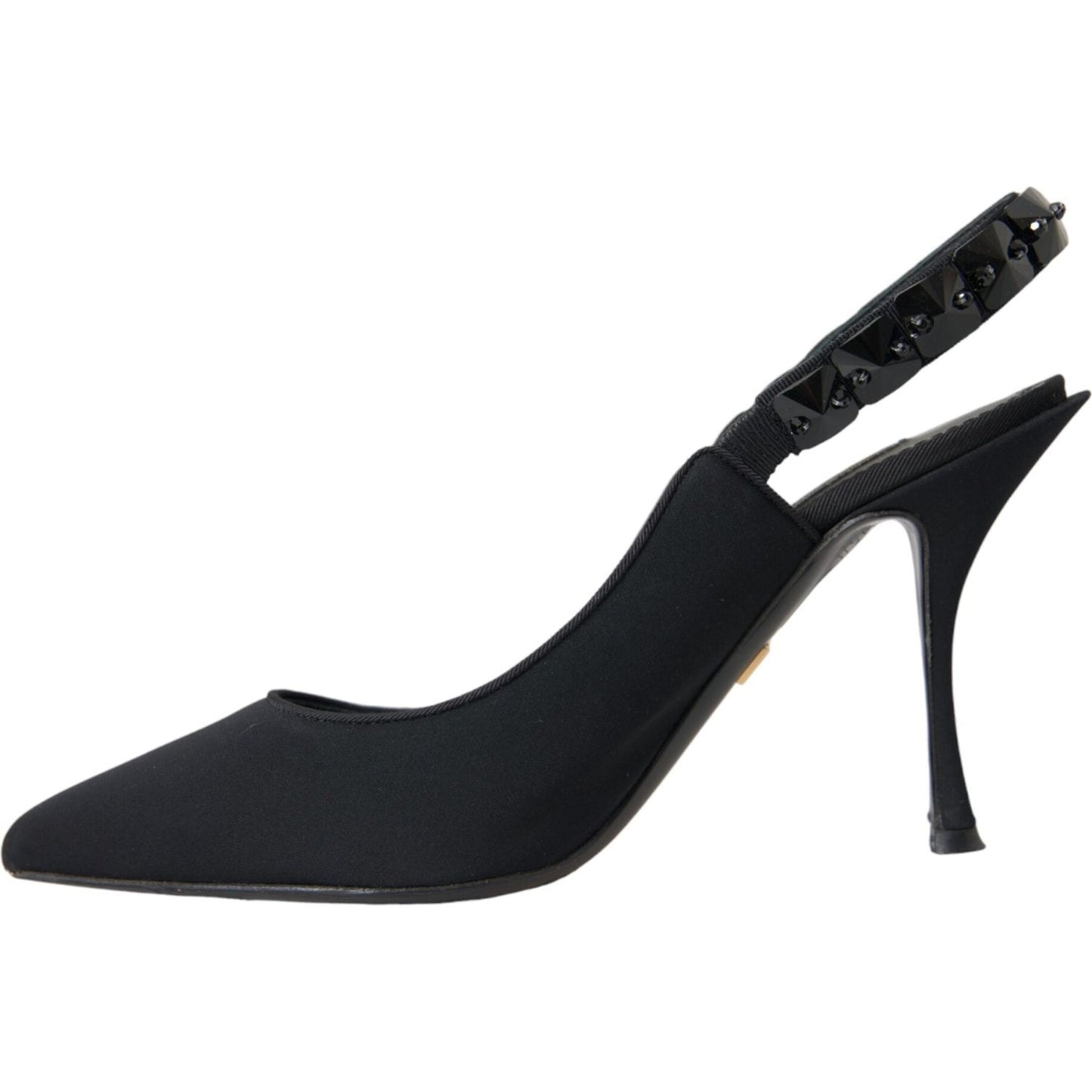 Black Crystal Charmeuse Slingbacks Shoes