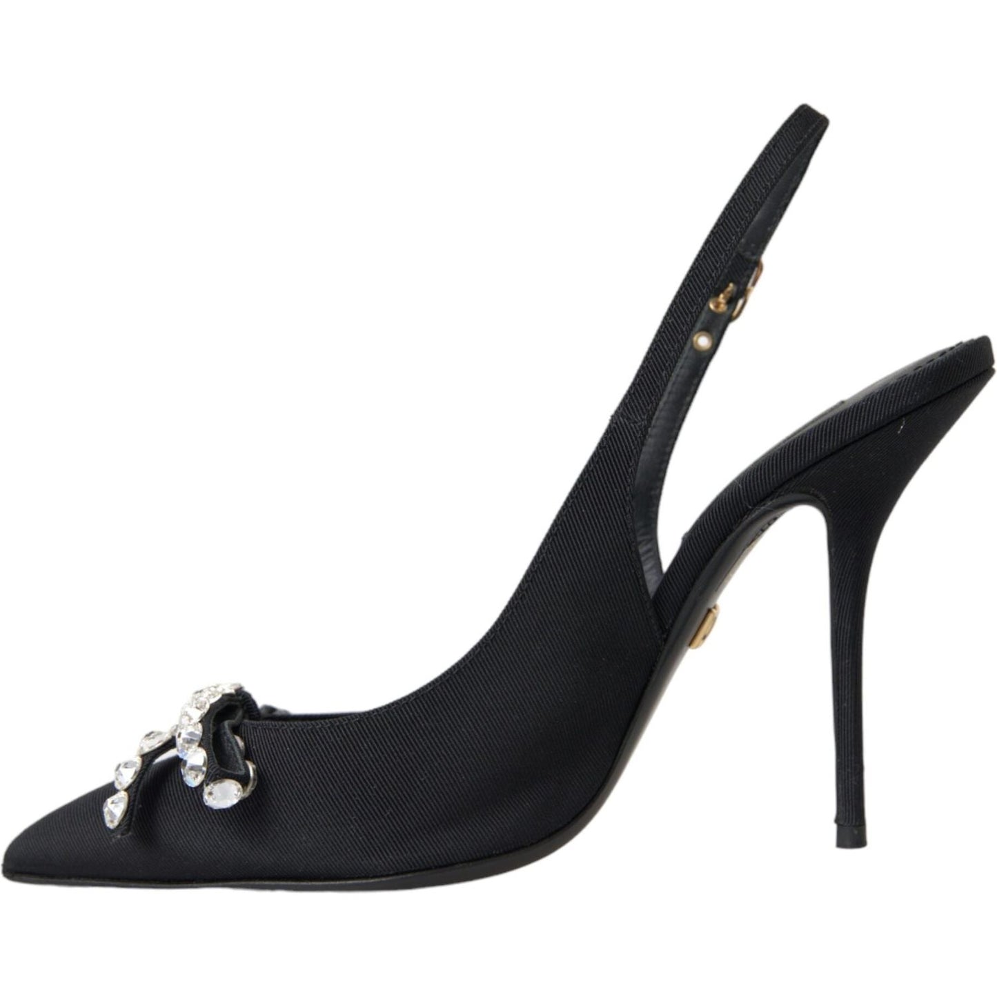 Black Crystal Embellished Slingback Shoes