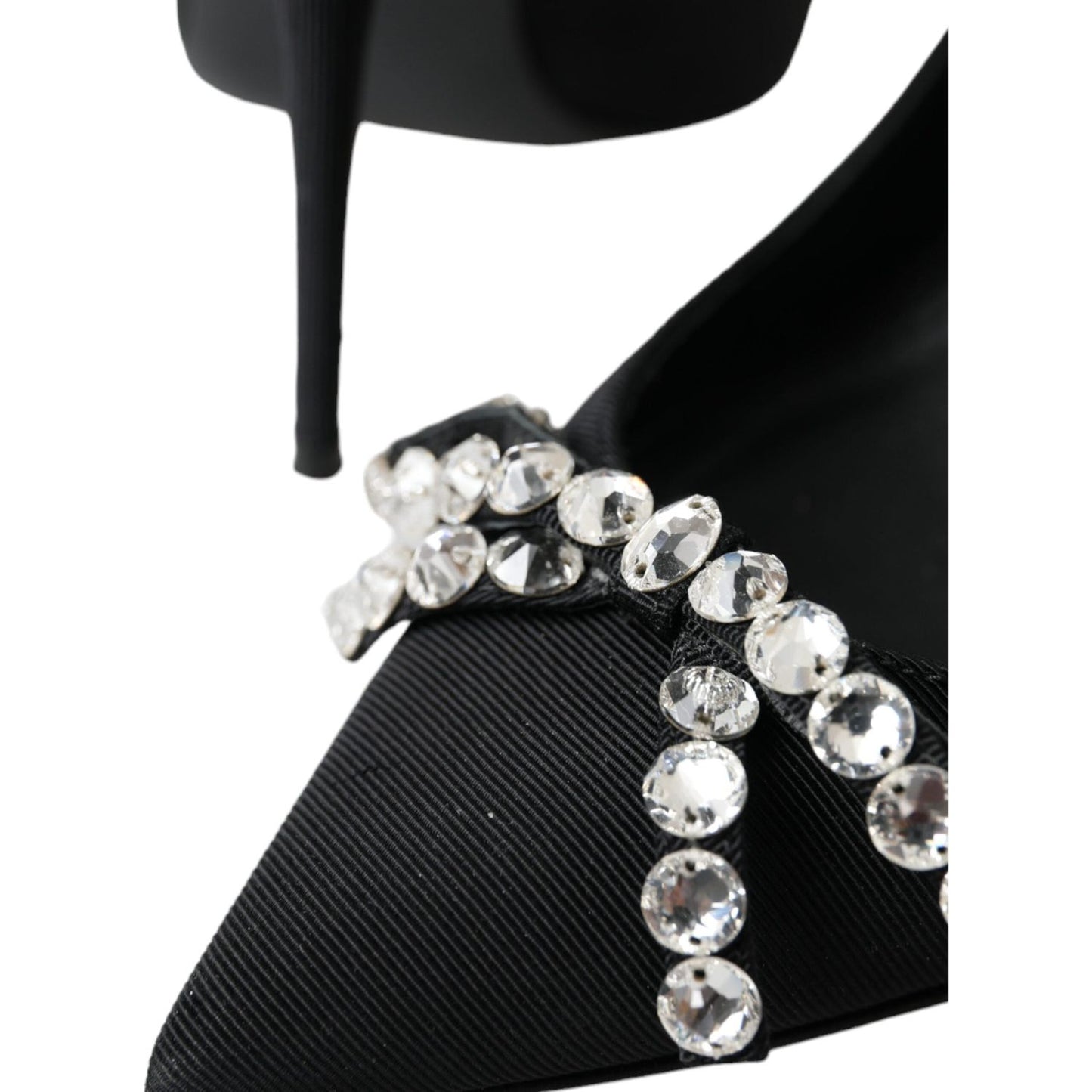 Black Crystal Embellished Slingback Shoes