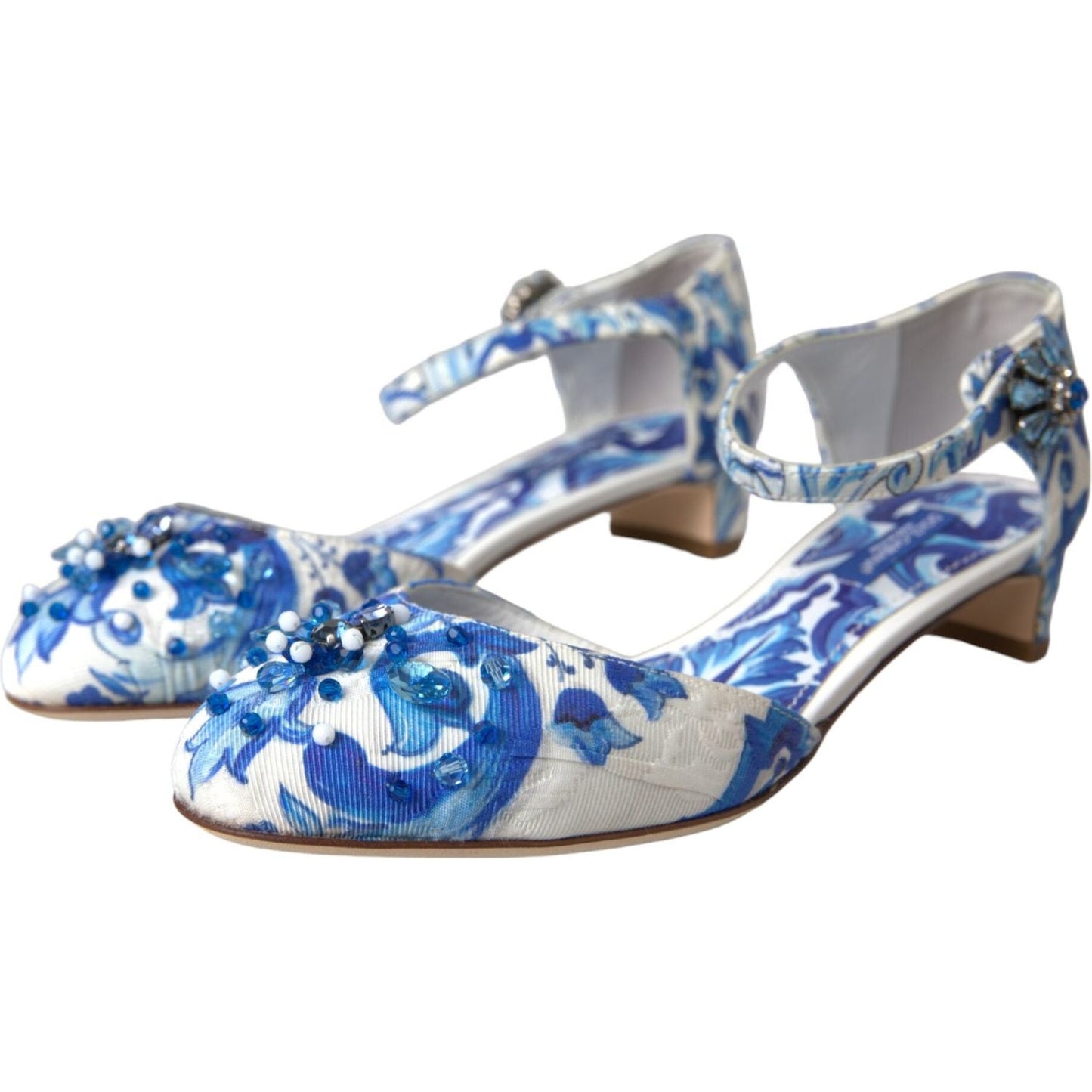 Dolce & Gabbana White Majolica Mary Janes Heels Pumps Shoes Dolce & Gabbana