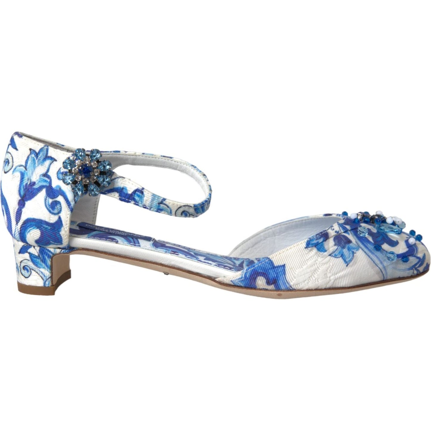 Dolce & Gabbana White Majolica Mary Janes Heels Pumps Shoes Dolce & Gabbana