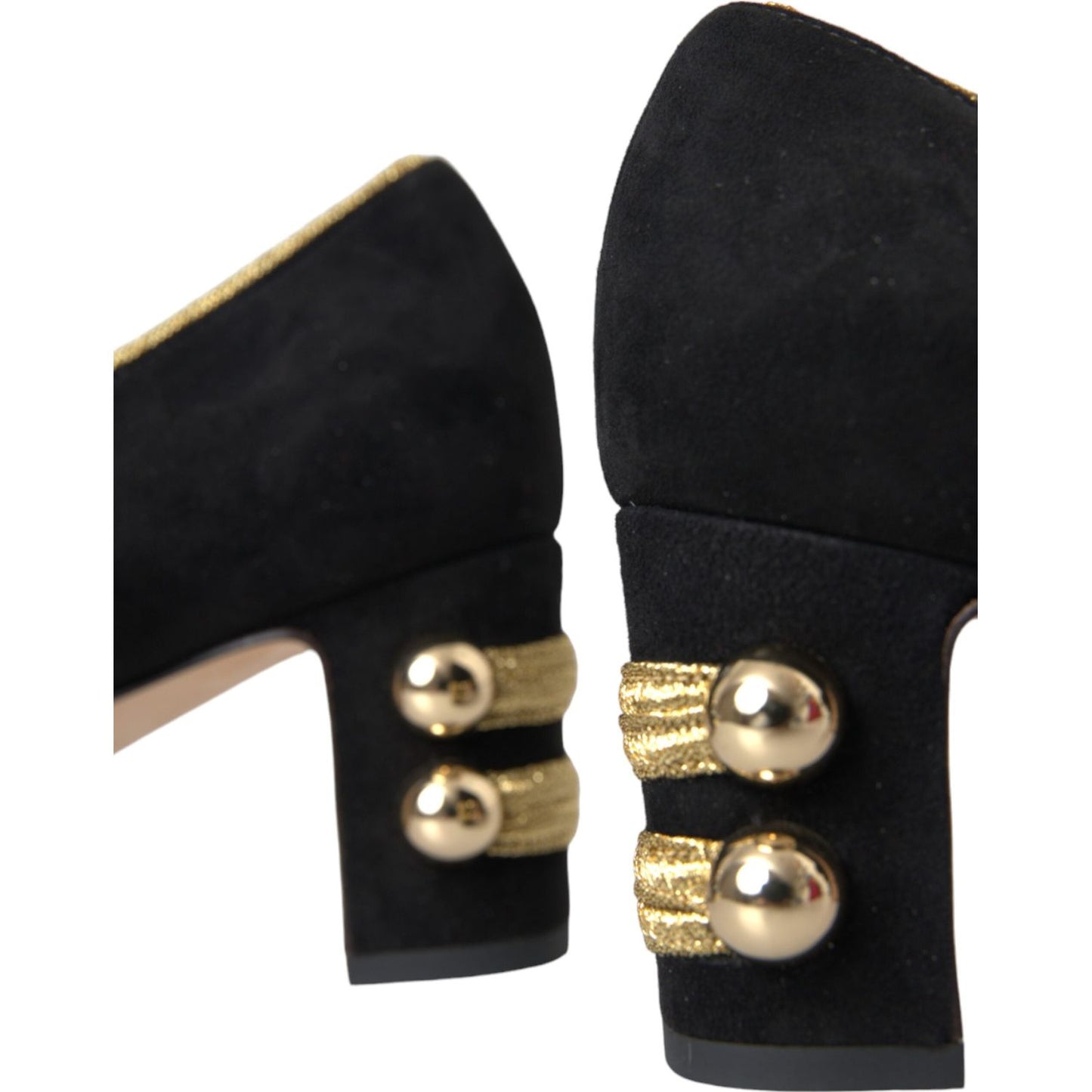 Black Suede Gold Mary Janes Heels Pumps Shoes