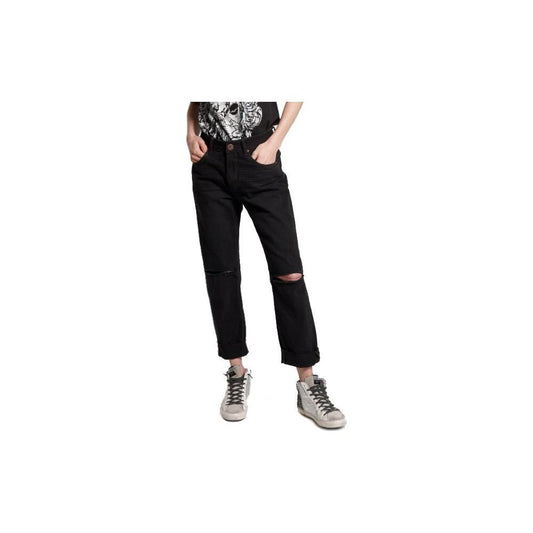 Black Cotton Jeans & Pant