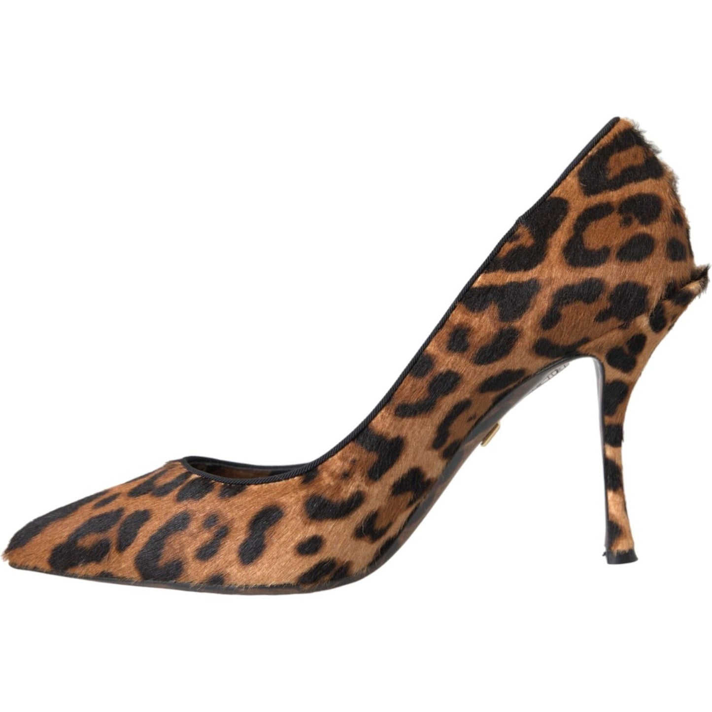 Brown Leopard Calf Hair Heels Pumps Shoes