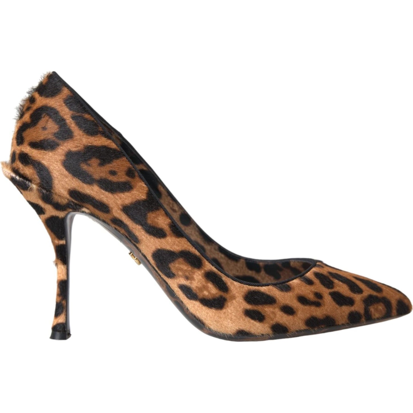 Brown Leopard Calf Hair Heels Pumps Shoes