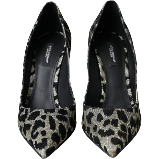 Silver Black Leopard Lurex Heels Pumps Shoes