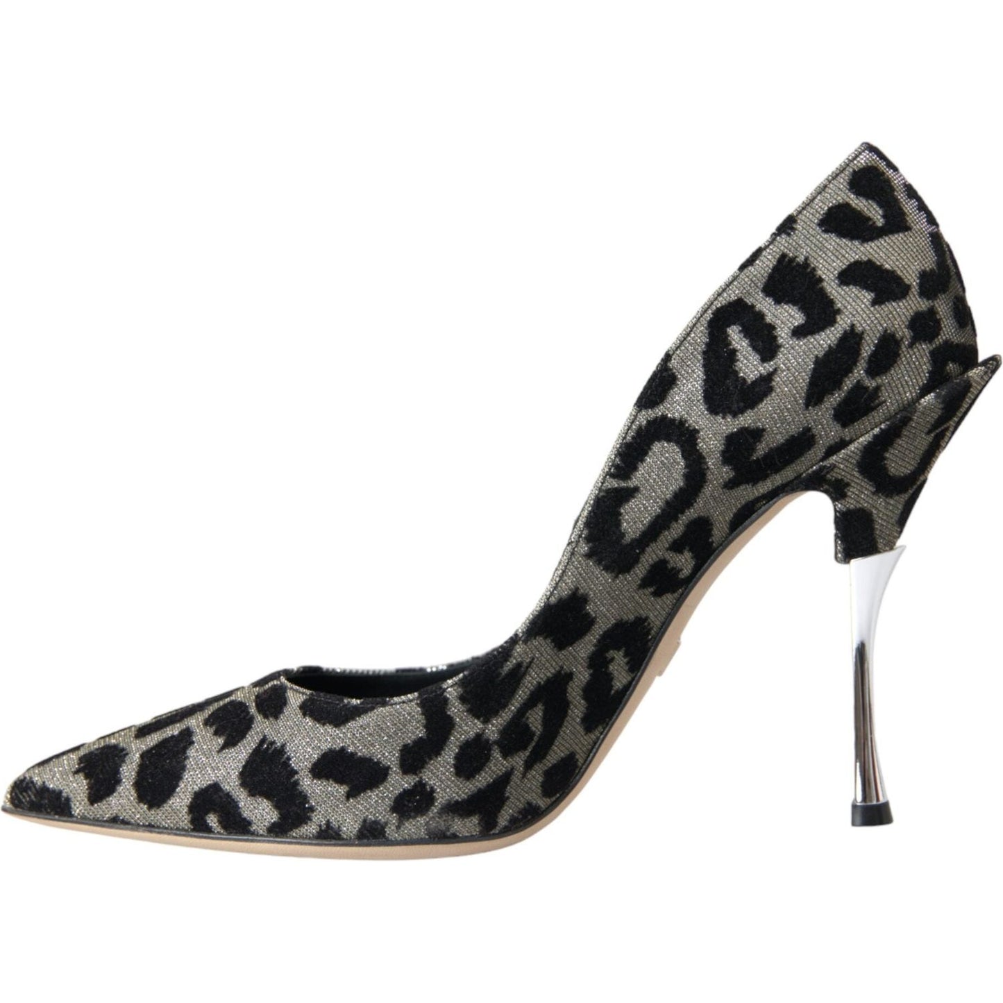 Silver Black Leopard Lurex Heels Pumps Shoes