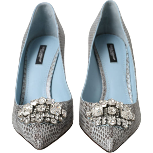 Light Blue Exotic Leather Crystal Bellucci Shoes